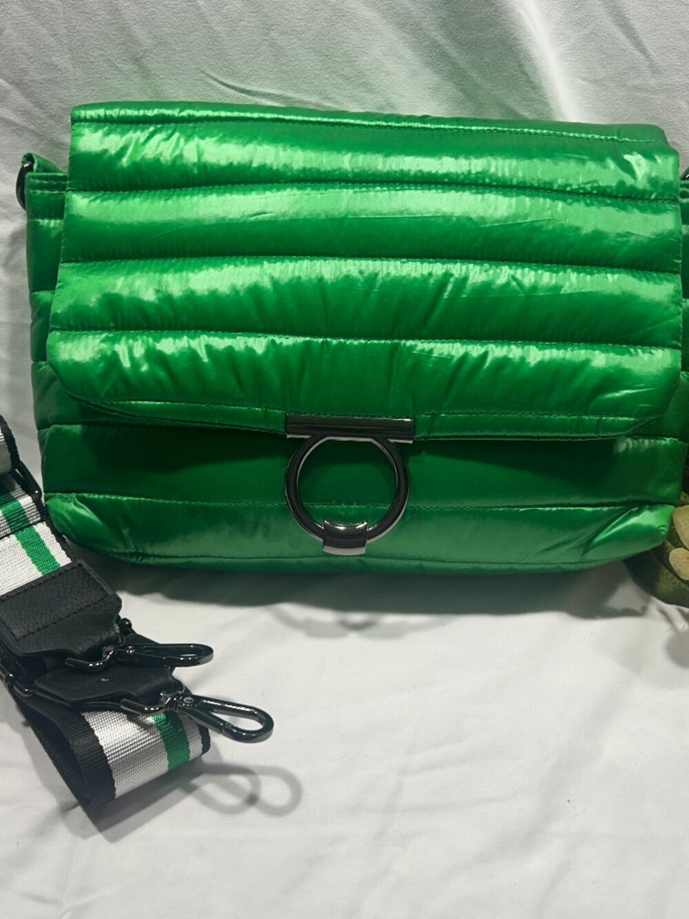 Think Royln Iridescent Emerald Quilted Crossbody